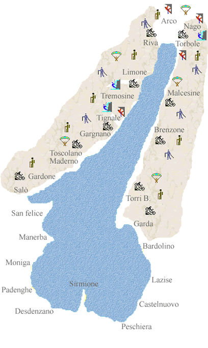 Lago di Garda mappa sport di montagna